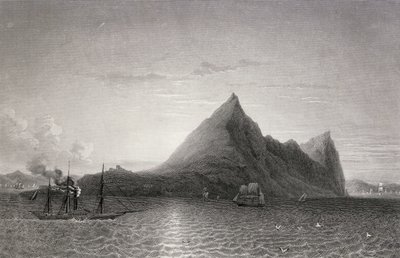 Gibraltar with Steam Ship and Sailing Ship in the Foreground by English School